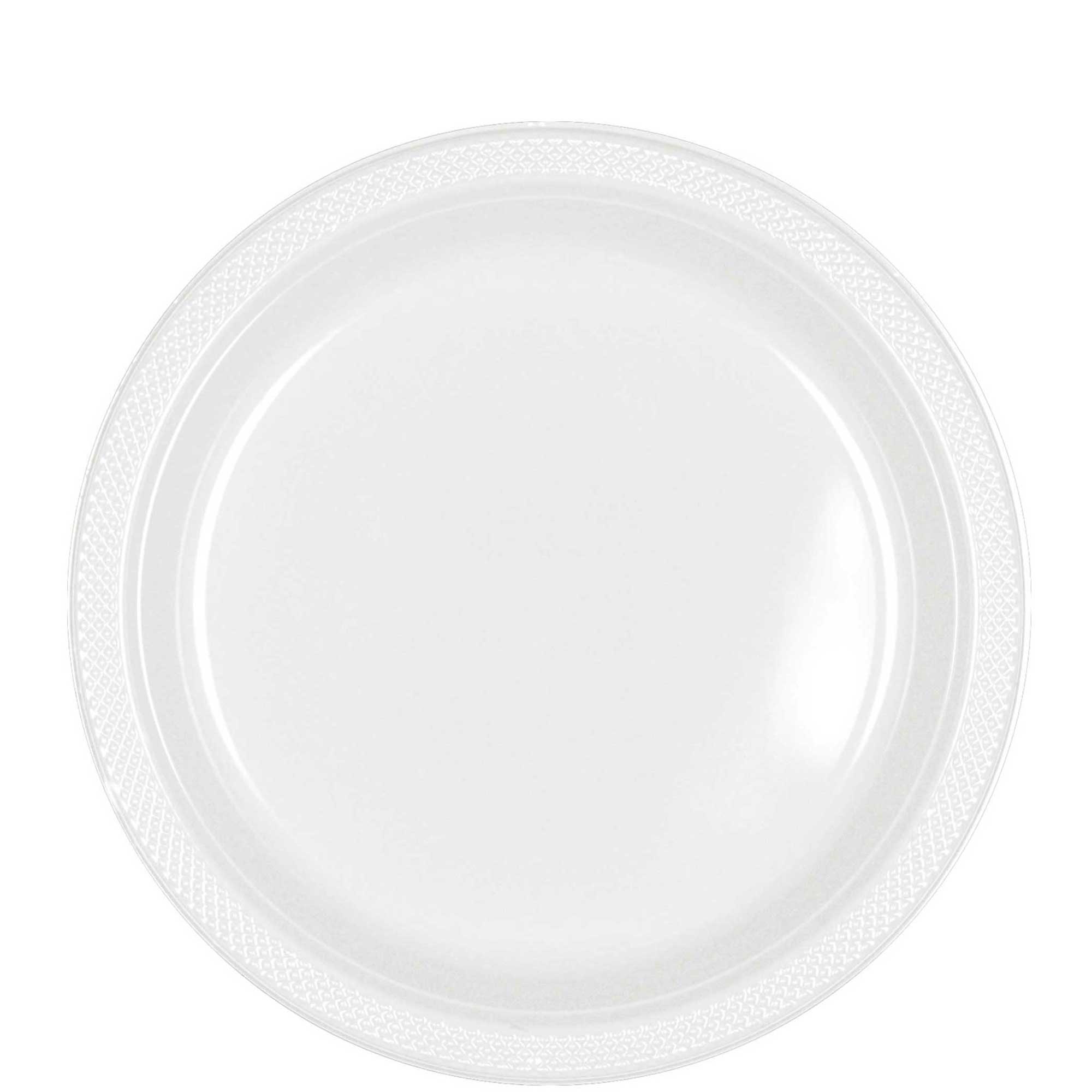 White Plastic Plates 9in, 20pcs Solid Tableware - Party Centre