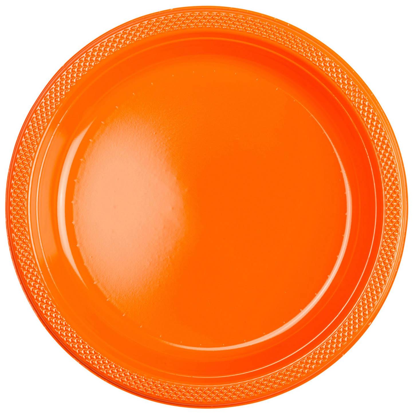 Orange Peel Plastic Plates 10.25in, 20pcs Solid Tableware - Party Centre