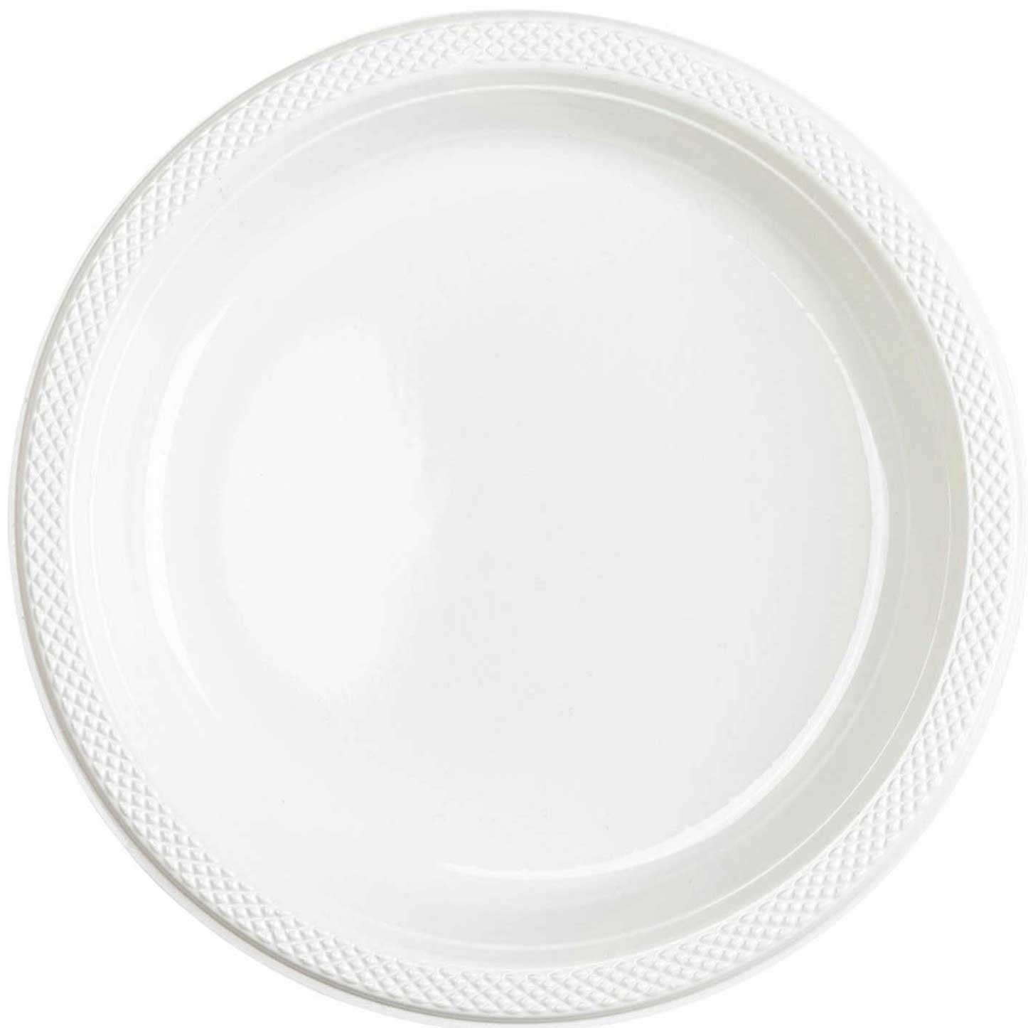 White Plastic Plates 10.25in, 20pcs Solid Tableware - Party Centre