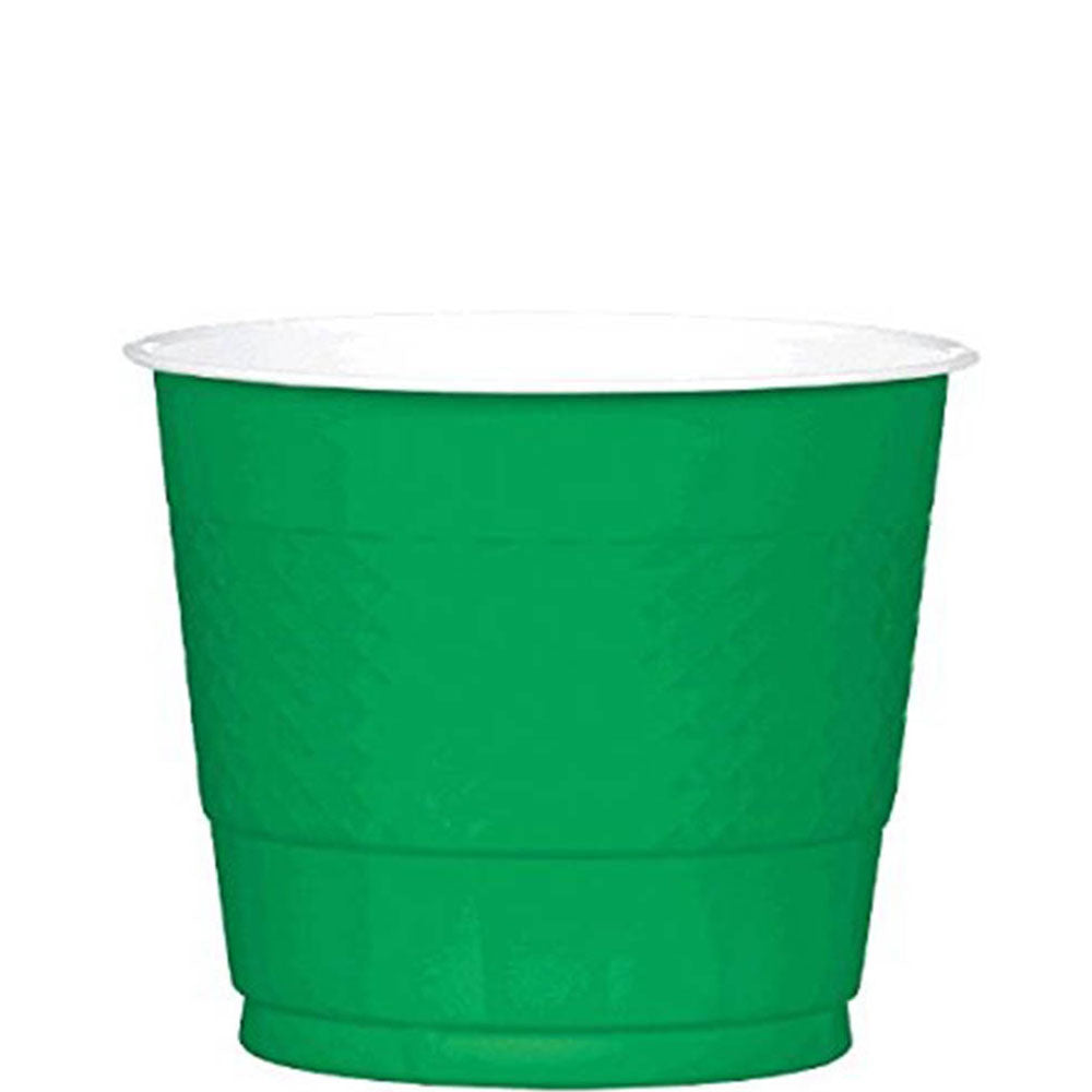 Festive Green Plastic Cups 9oz, 20pcs Solid Tableware - Party Centre