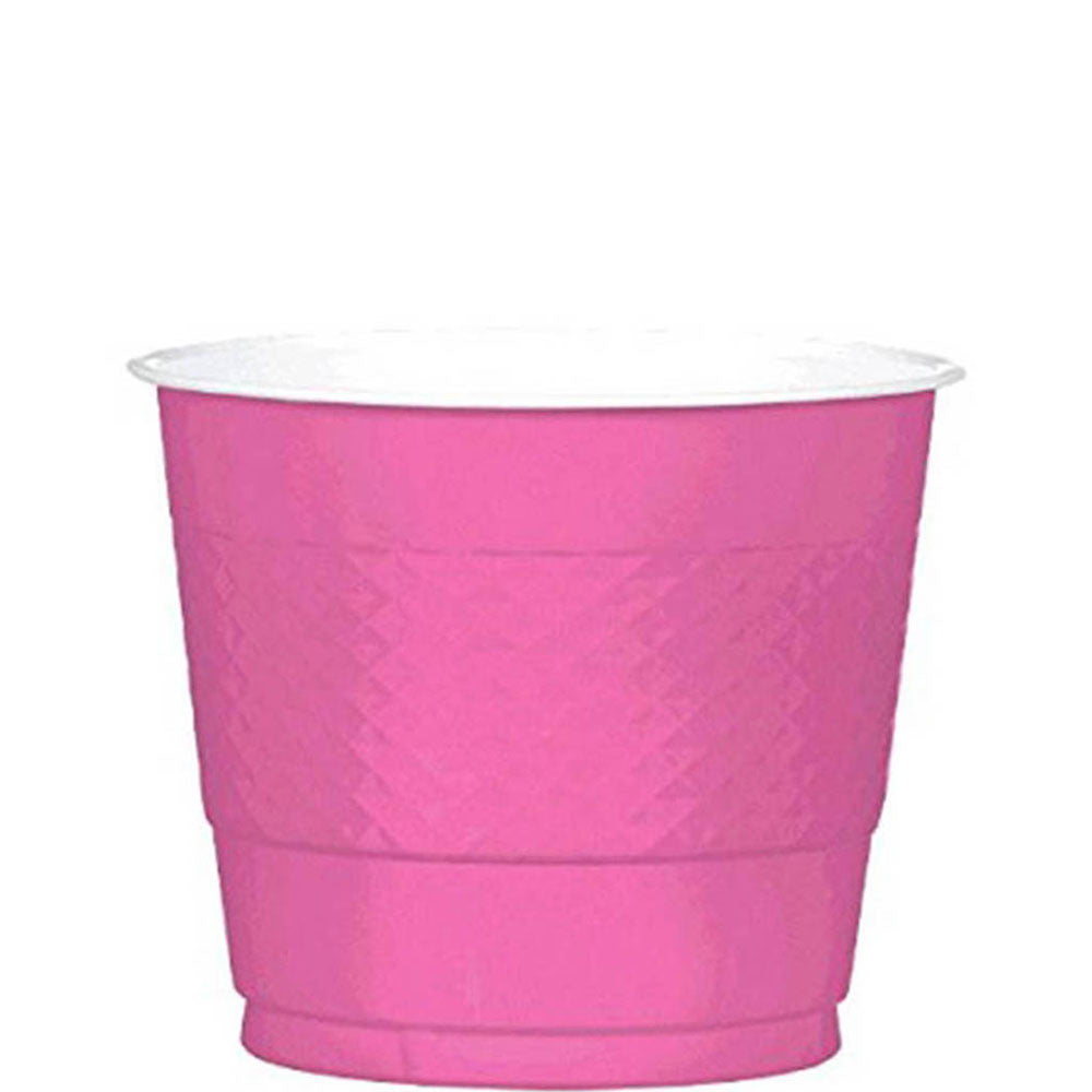 Bright Pink Plastic Cups  9oz, 20pcs Solid Tableware - Party Centre