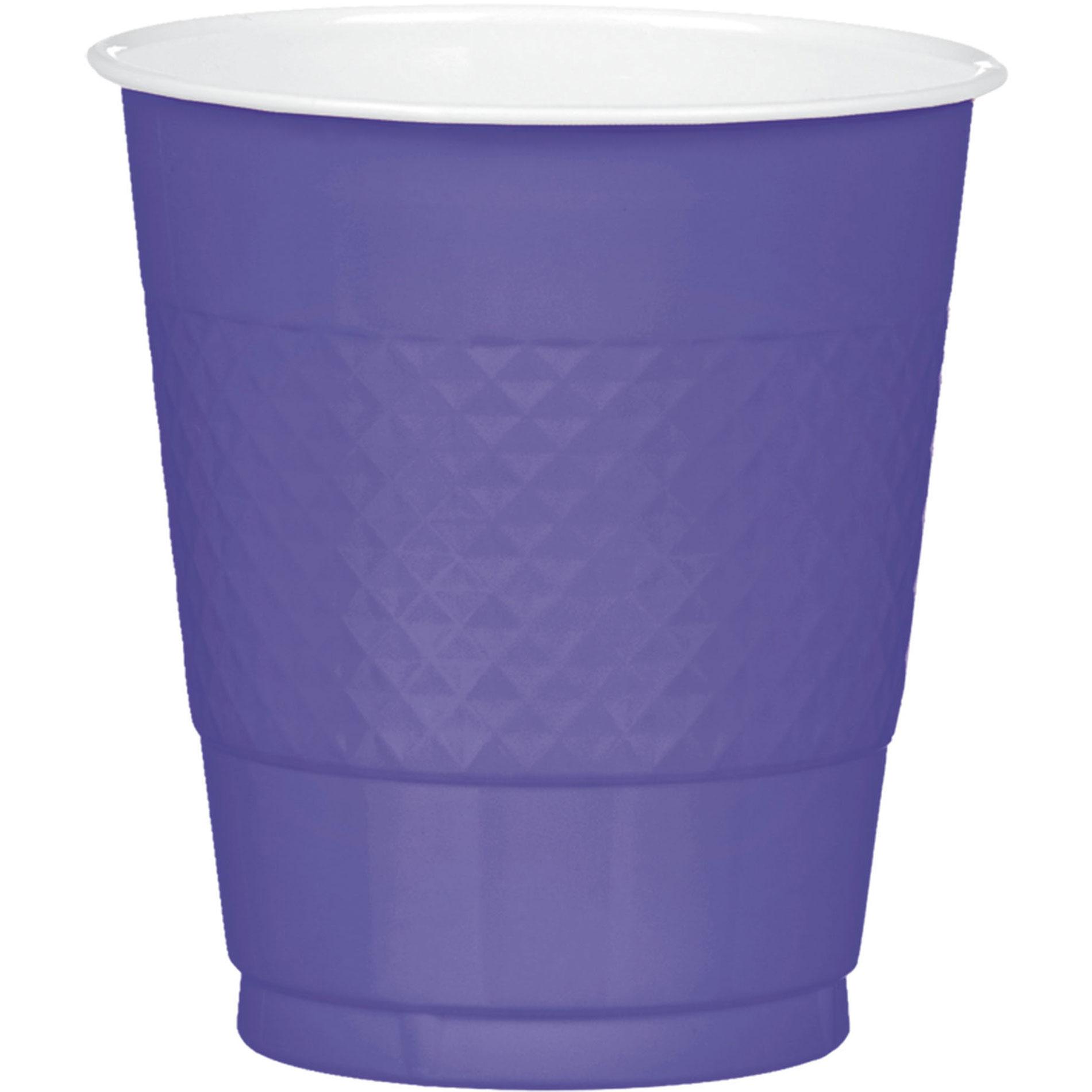 New Purple Plastic Cups 12oz, 20pcs Solid Tableware - Party Centre