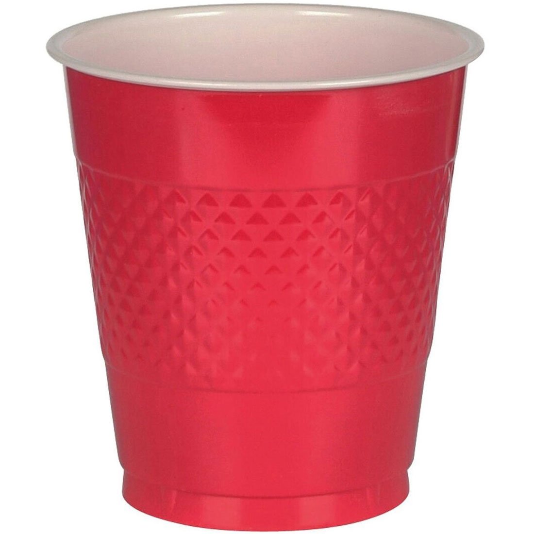 Apple Red Plastic Cups 12oz, 20pcs Solid Tableware - Party Centre