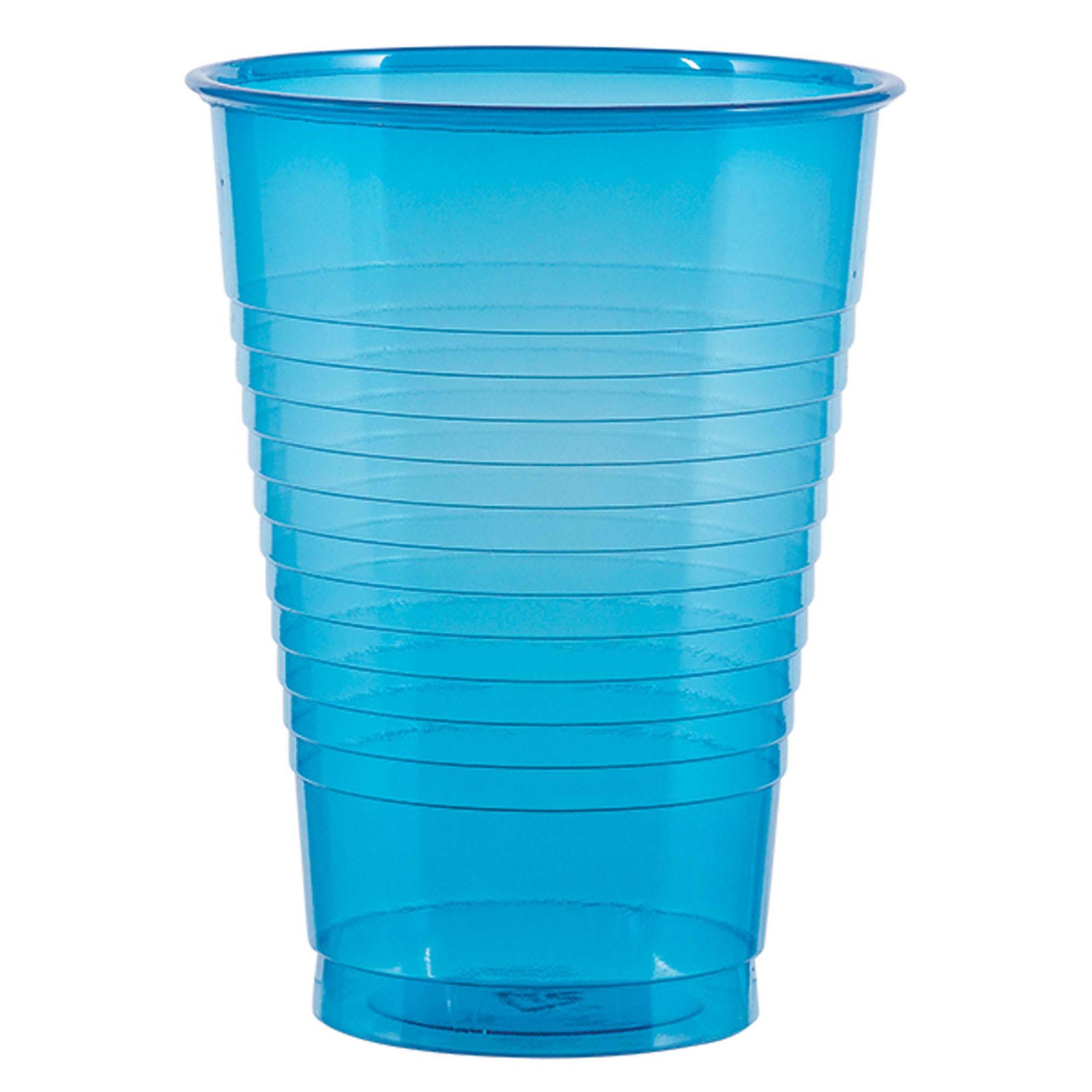 Blue Neon Plastic Cups 16oz, 50pcs Solid Tableware - Party Centre