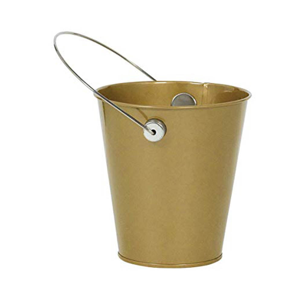 Gold Metal Bucket With Handle Favours - Party Centre