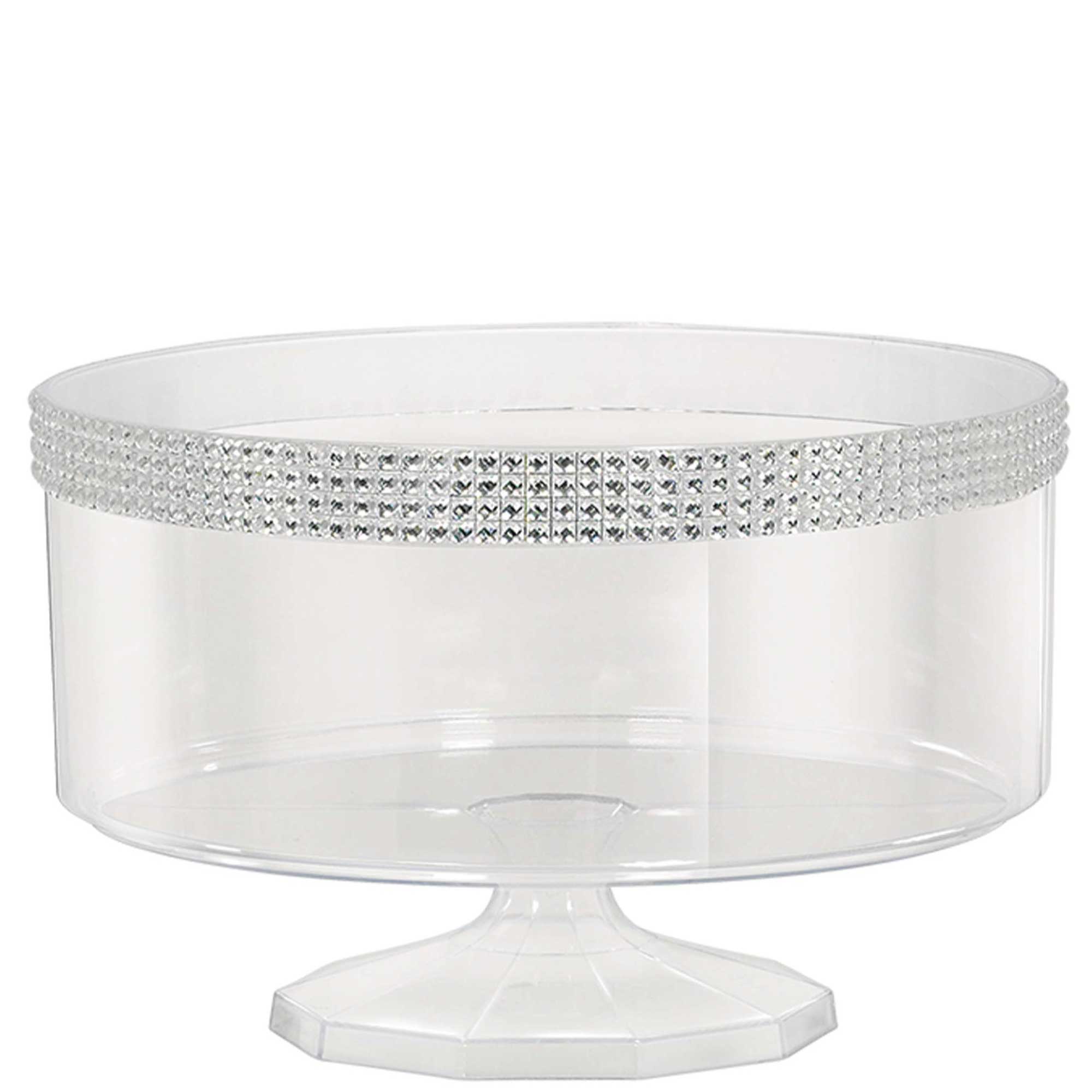 Clear Plastic Small Trifle Container With Silver Gems