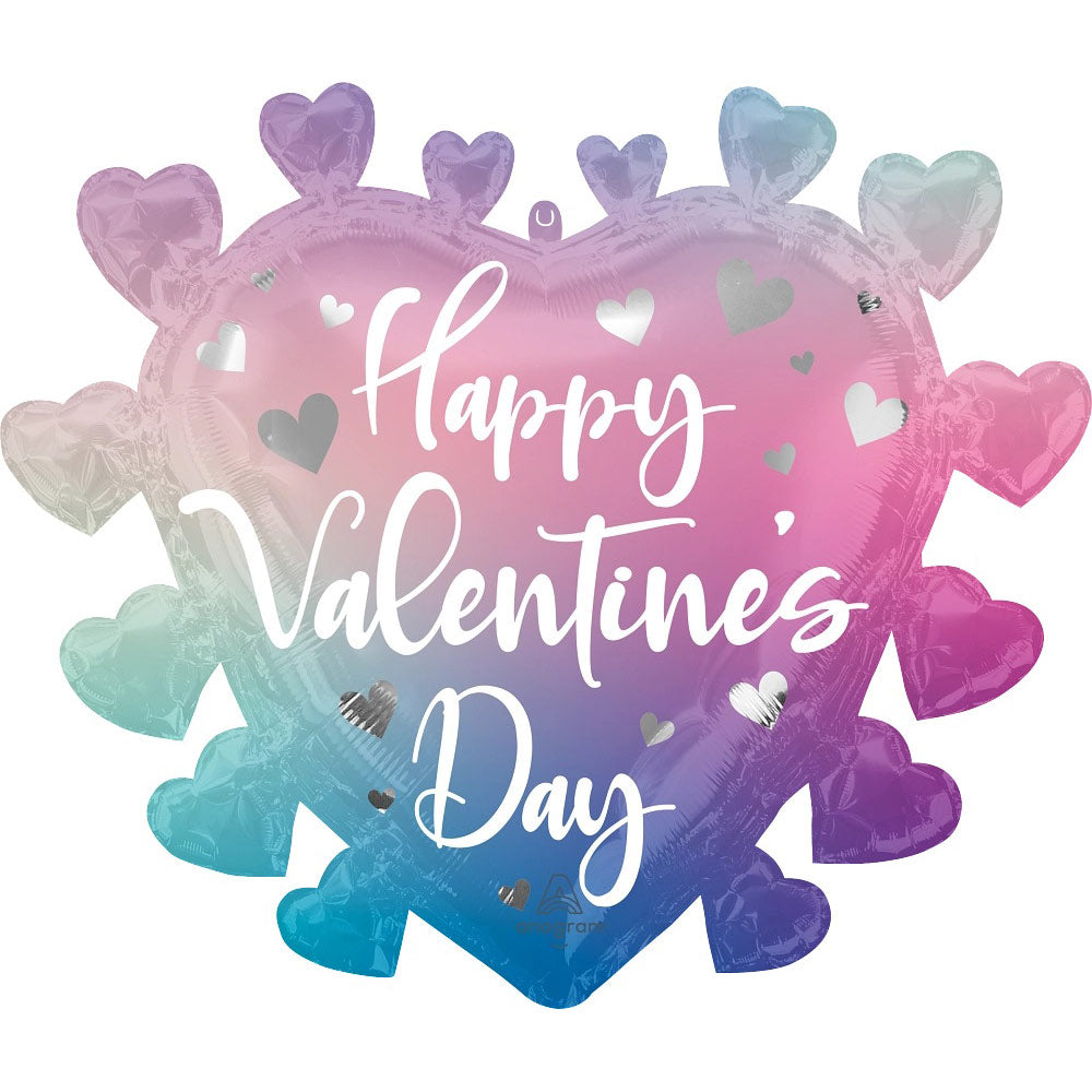 Happy Valentine's Day Ombré Hearts SuperShape 68x58cm