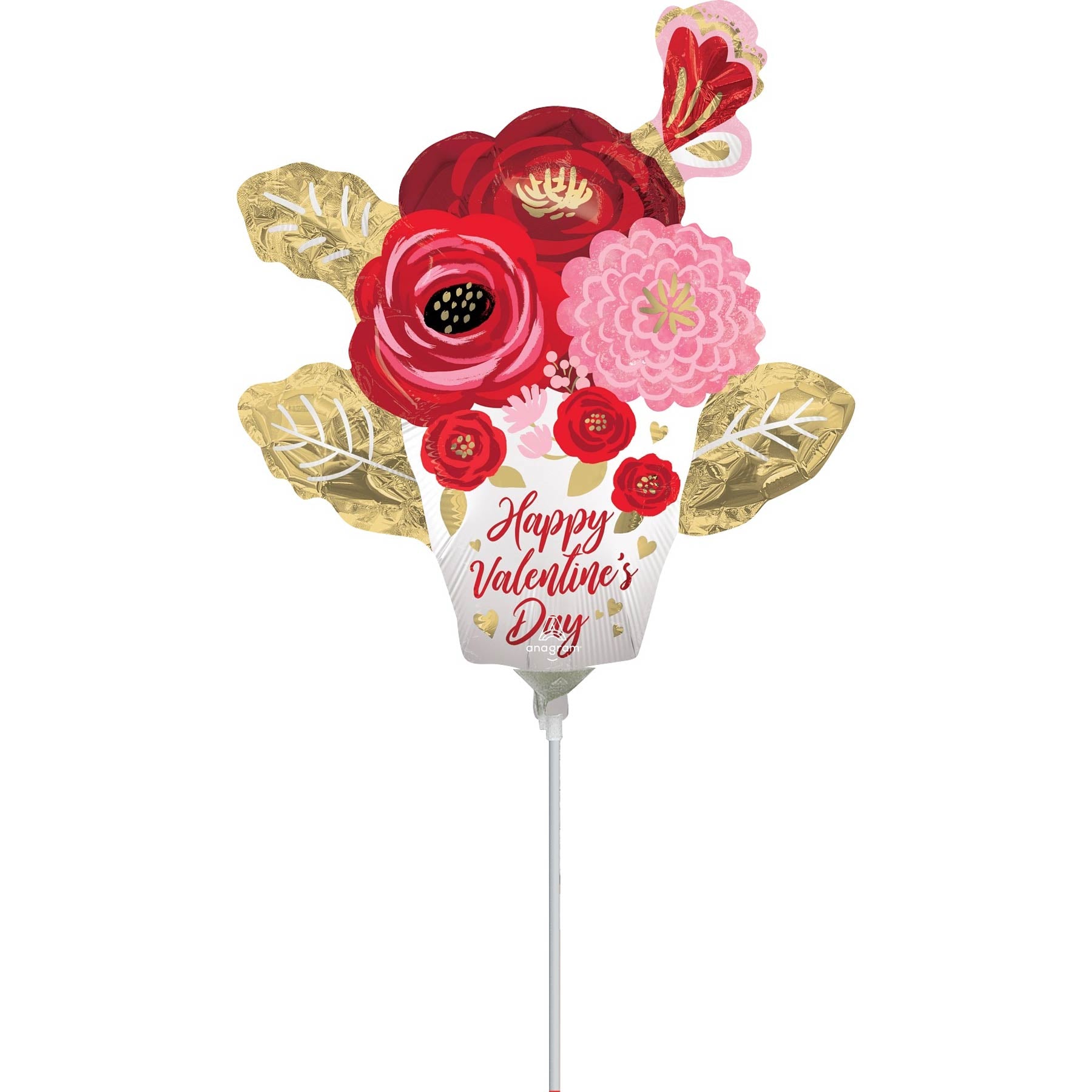 Happy Valentine's Day Painted Flowers  Foil Balloon 9in