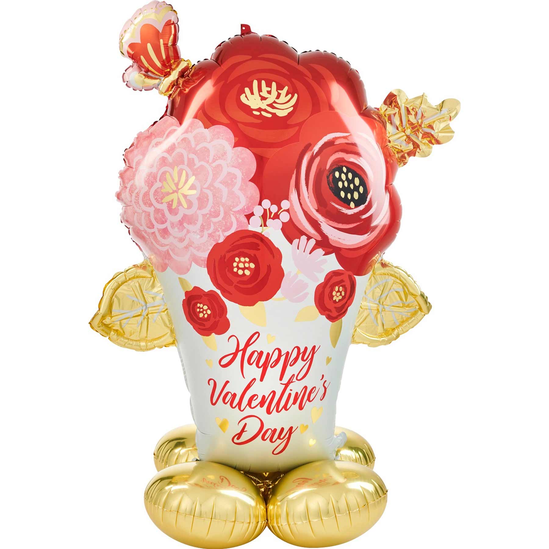 Happy Valentine's Painted Flowers AirLoonz Balloon 99x134cm