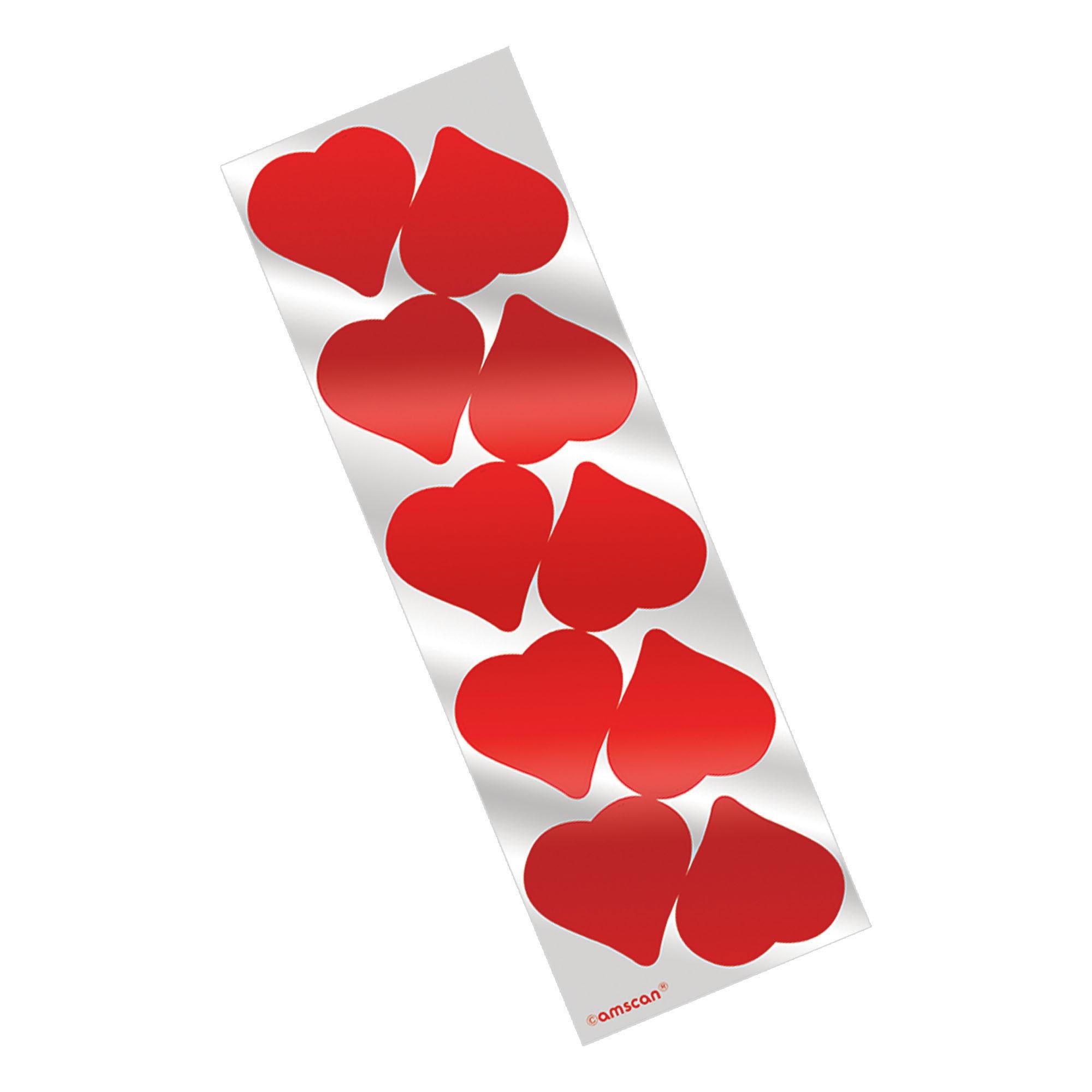 Valentine Foil Hearts Strip  Sticker Favours - Party Centre