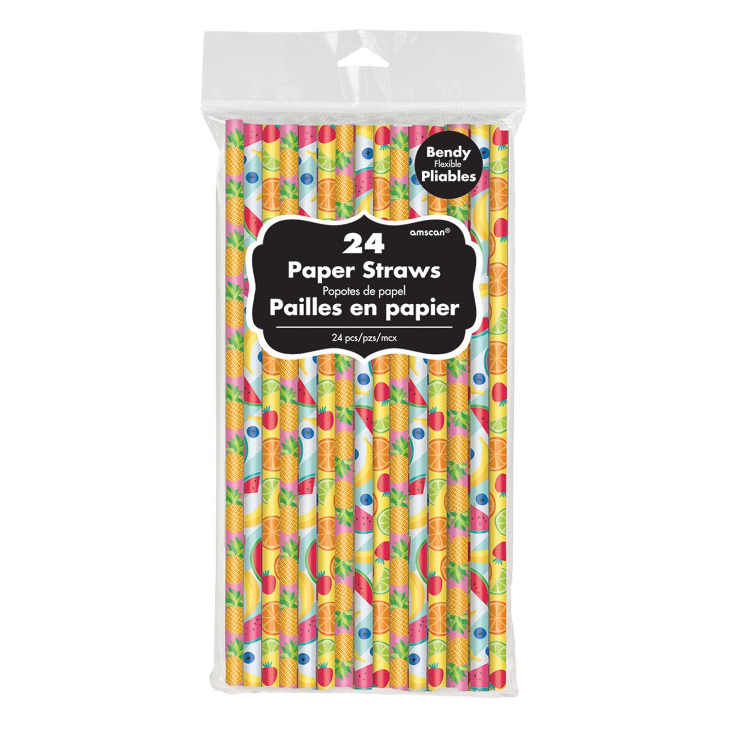 Hello Summer Printed Paper Straws 24pcs Candy Buffet - Party Centre
