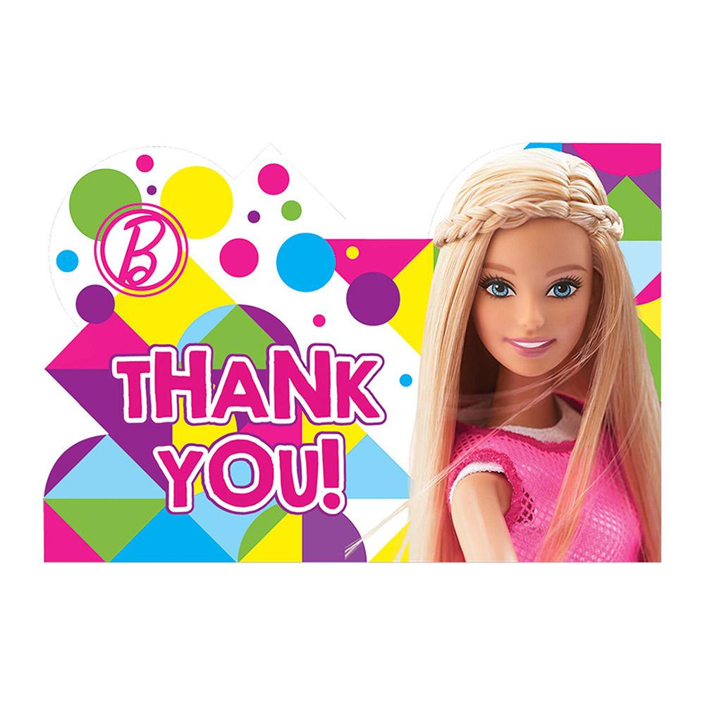 Barbie Sparkle Postcard Thank You Cards 8pcs Party Accessories - Party Centre