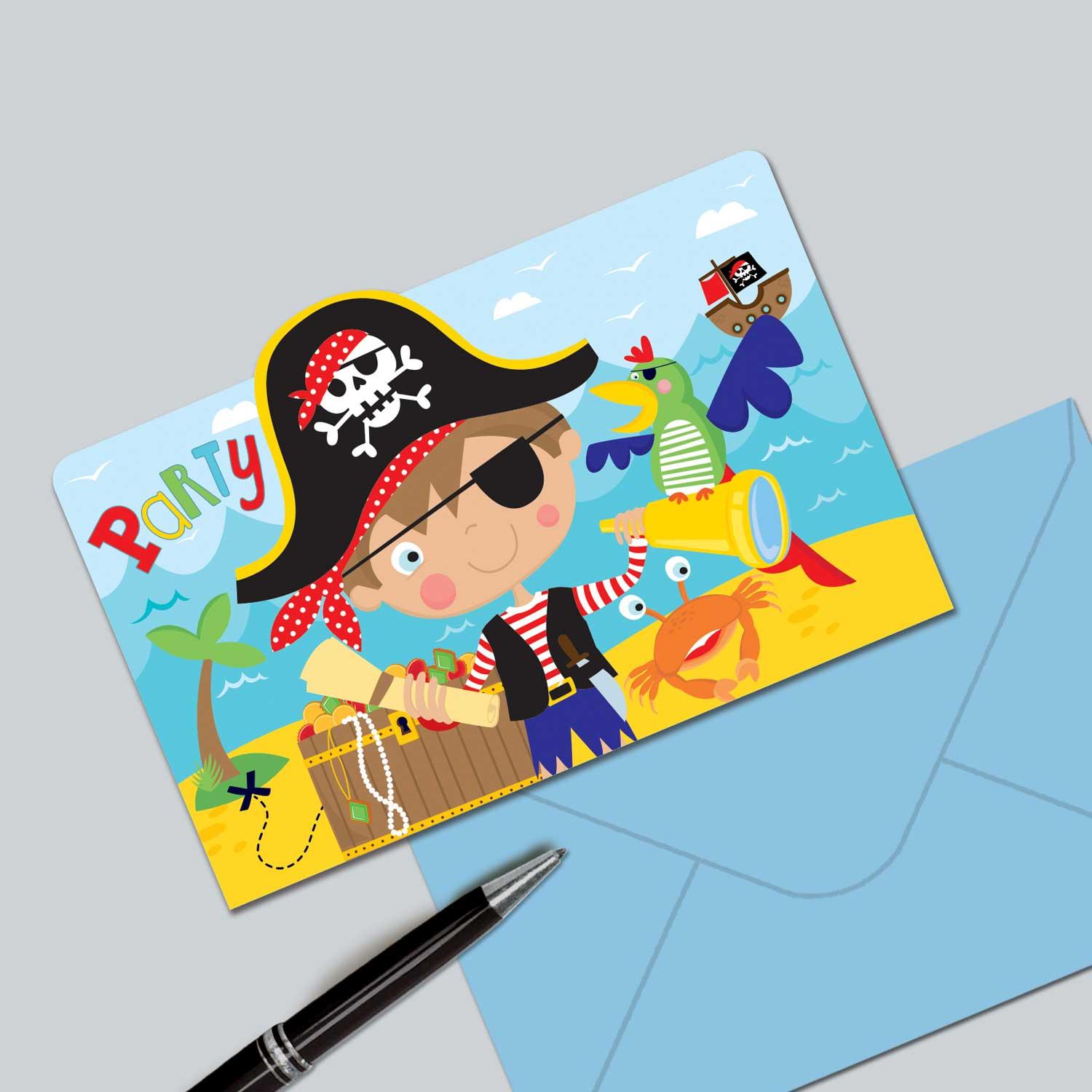 Little Pirate Postcard Invitations 8pcs Party Accessories - Party Centre