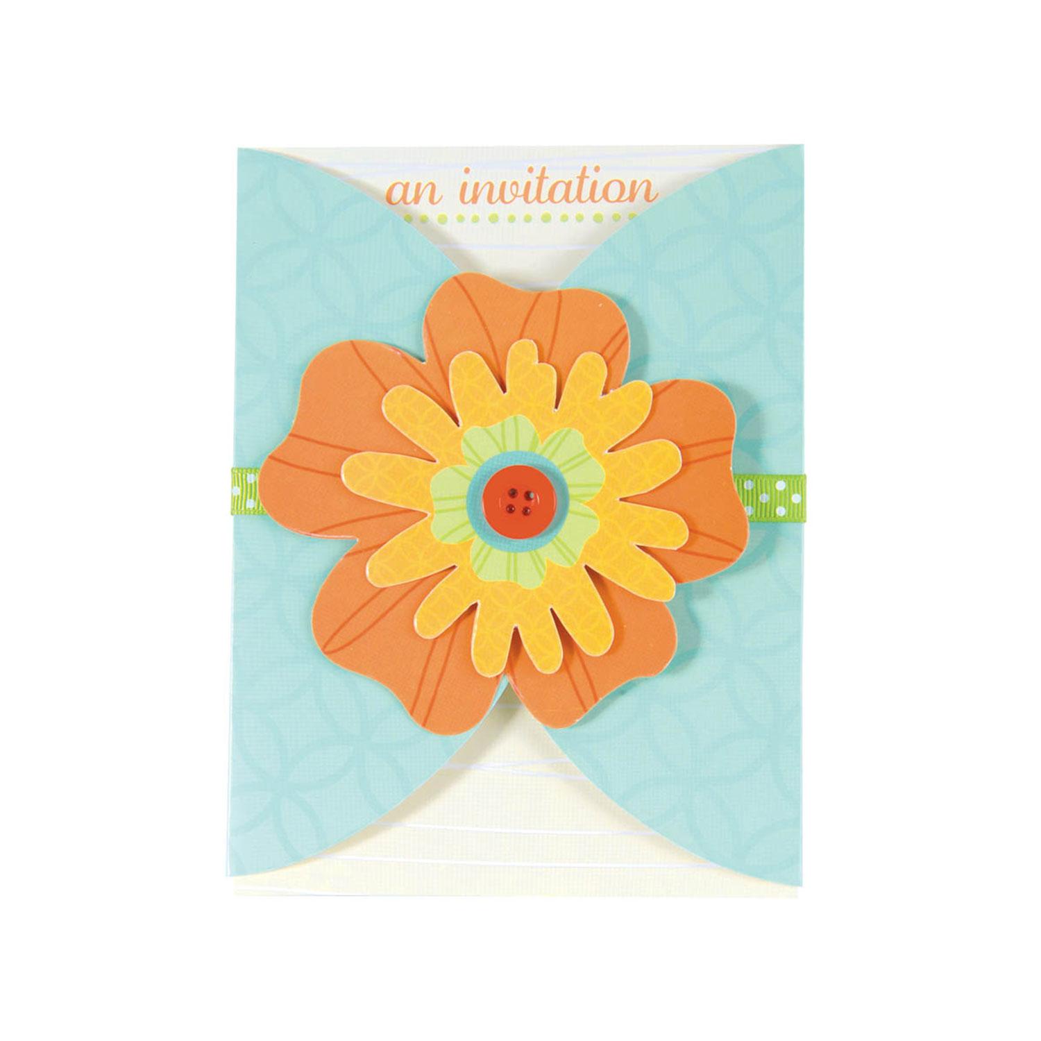 Flower Fun Jumbo Invitations 8pcs Party Accessories - Party Centre