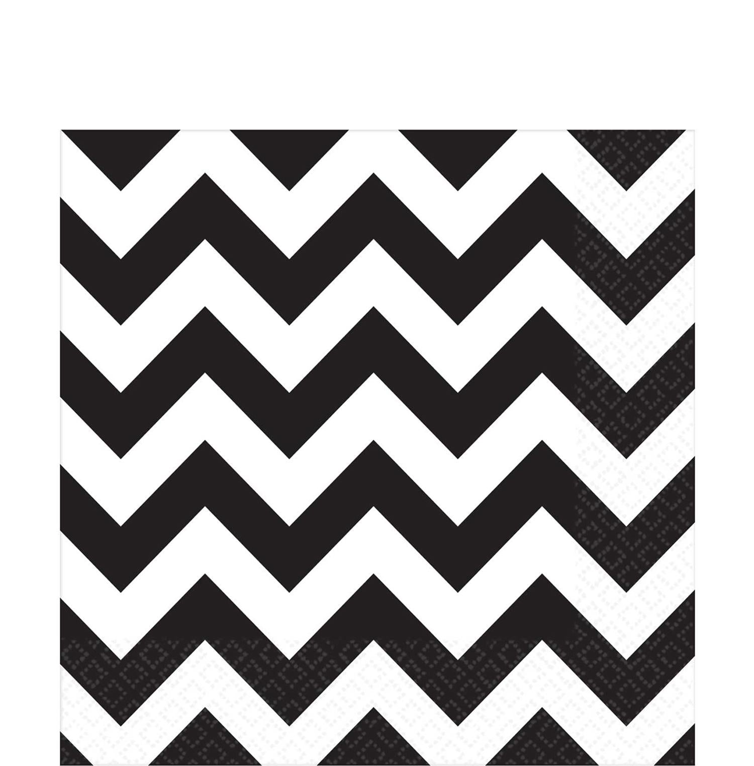 Jet Black Chevron Lunch Tissues 16pcs Printed Tableware - Party Centre