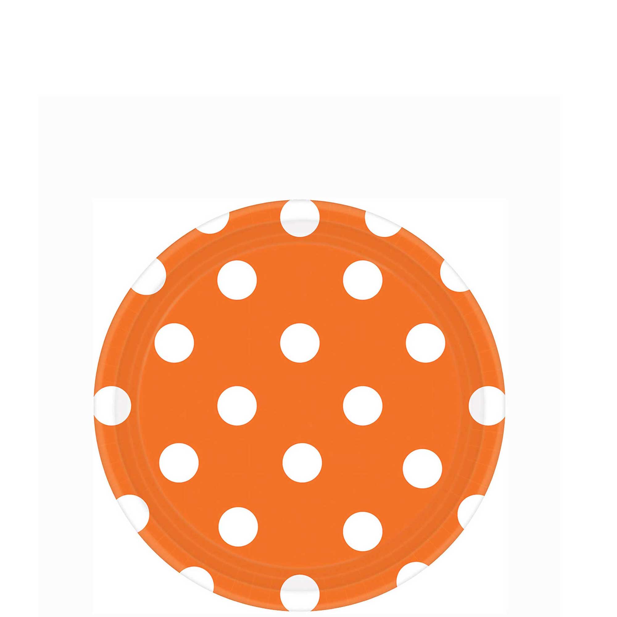 Orange Peel Dots Round Party Paper Plates 7in 8pcs Printed Tableware - Party Centre