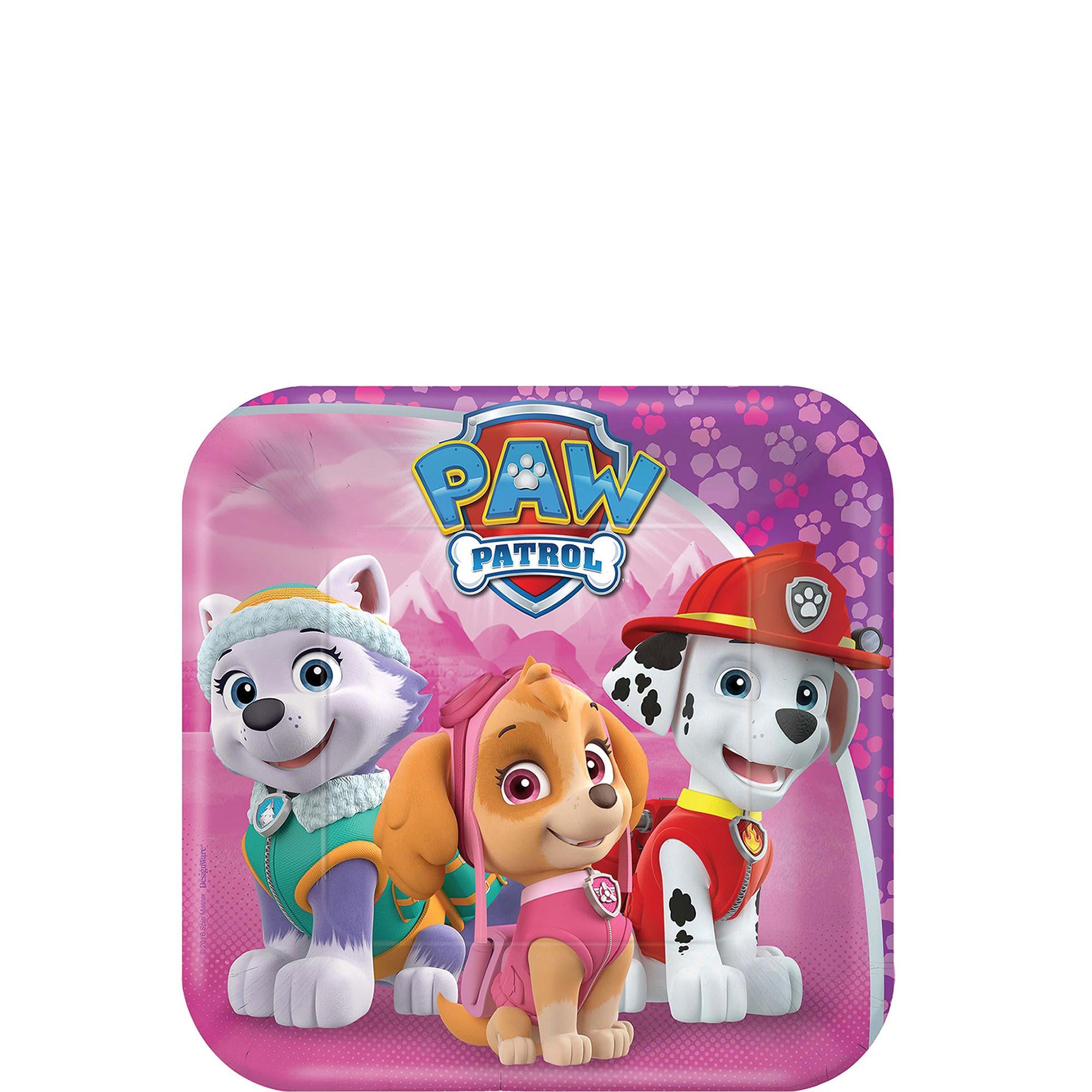 Paw Patrol Girl Square Plate 7in 8pcs Printed Tableware - Party Centre