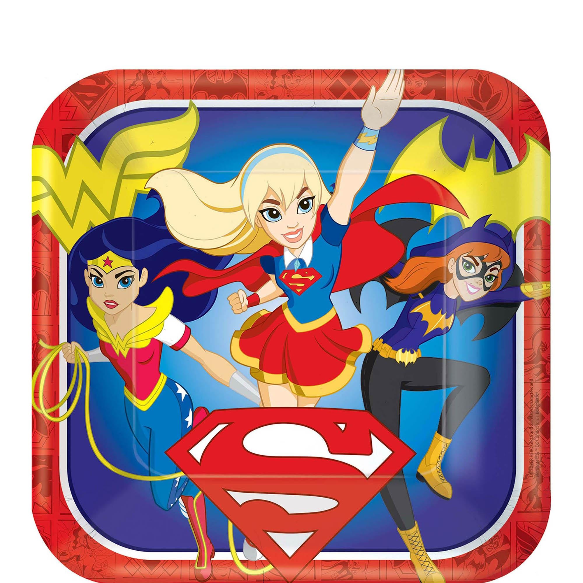 DC Superhero Girls Square Paper Plates 9in 8pcs Printed Tableware - Party Centre