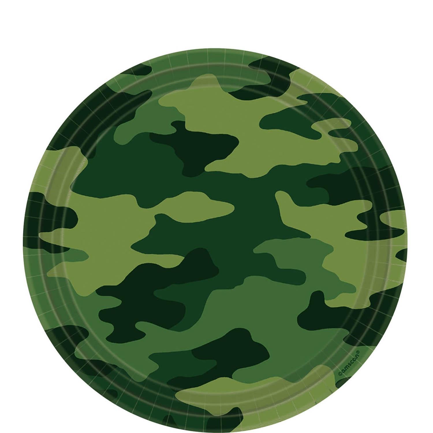Camouflage Dinner Plates 9in, 8pcs Printed Tableware - Party Centre