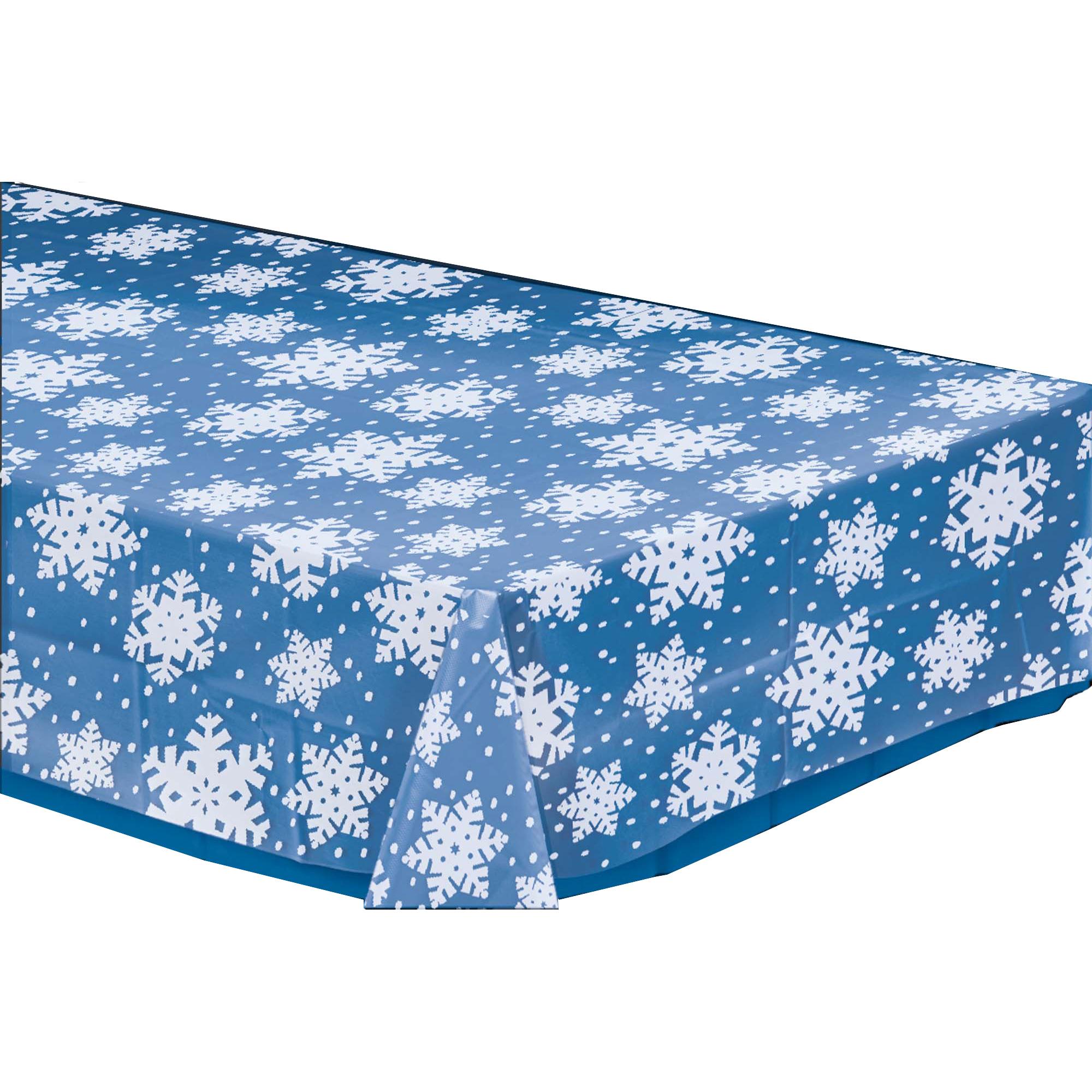 Snowflakes Clear Plastic Table Cover Printed Tableware - Party Centre