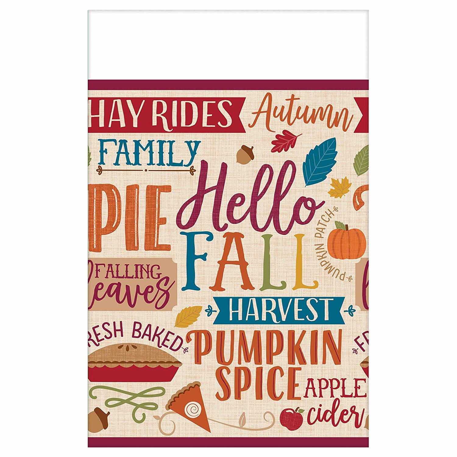 Hello Fall Paper Tablecover Printed Tableware - Party Centre