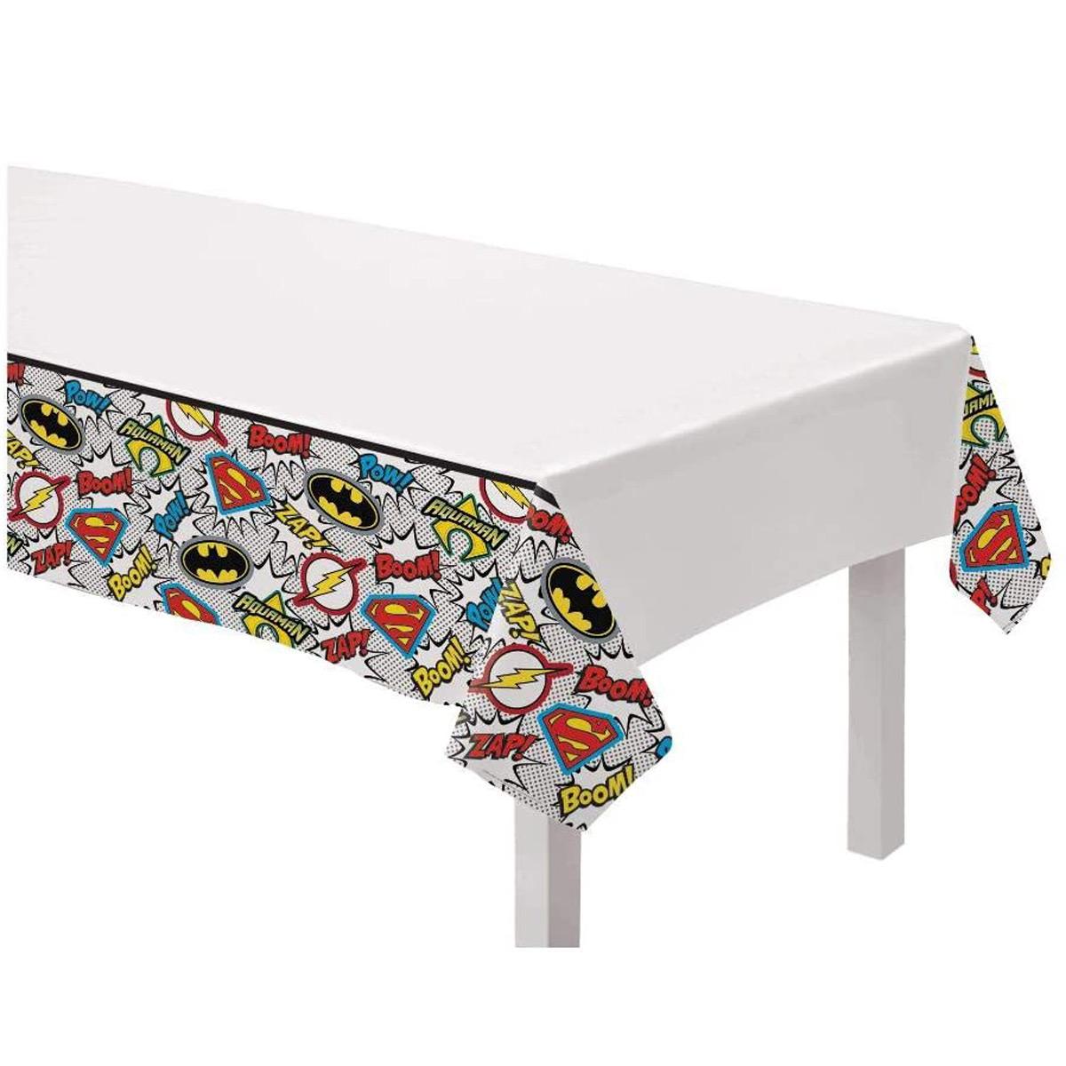 Justice League Heroes Unite Plastic Tablecover Printed Tableware - Party Centre