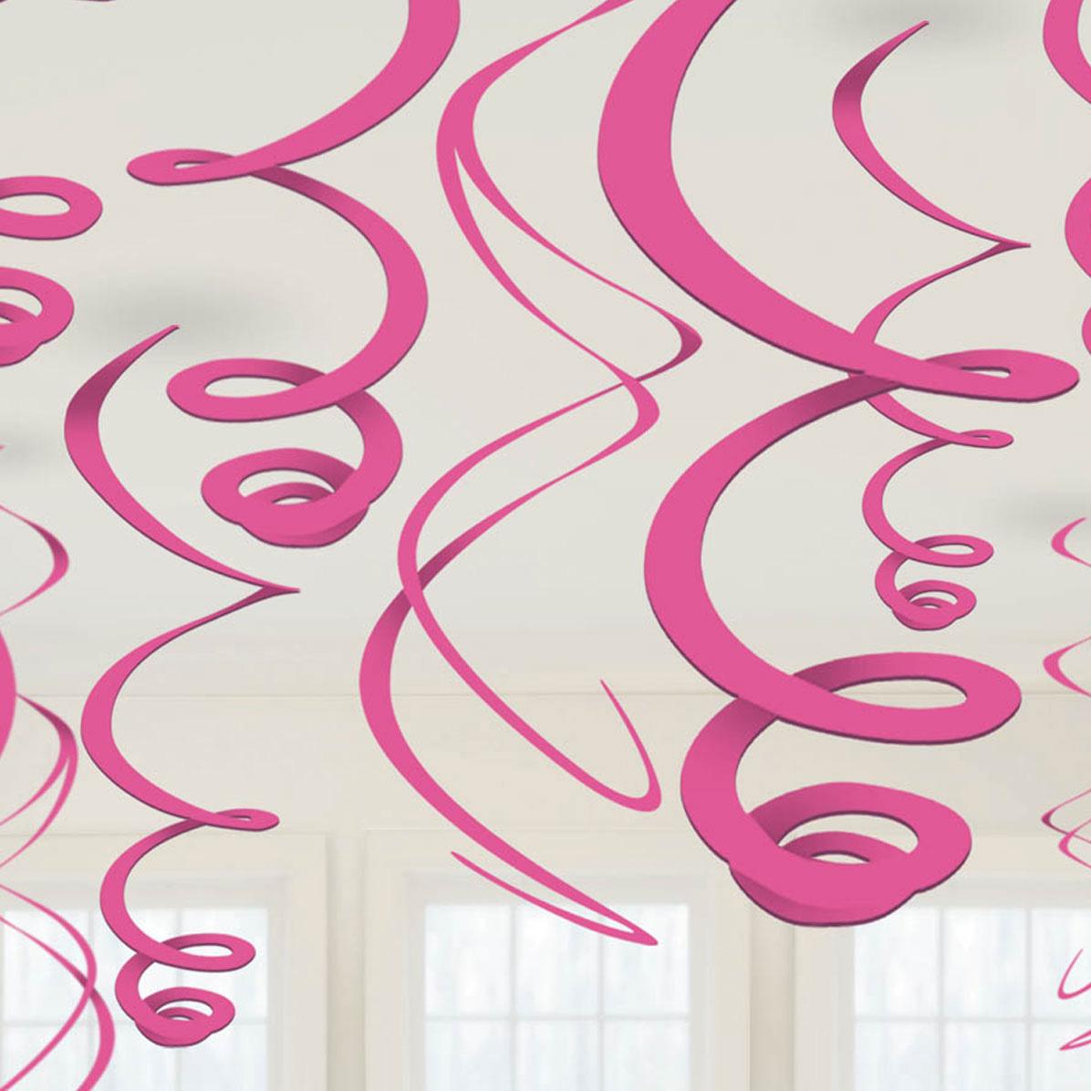 Pink Plastic Swirl Decoration 12pcs Decorations - Party Centre