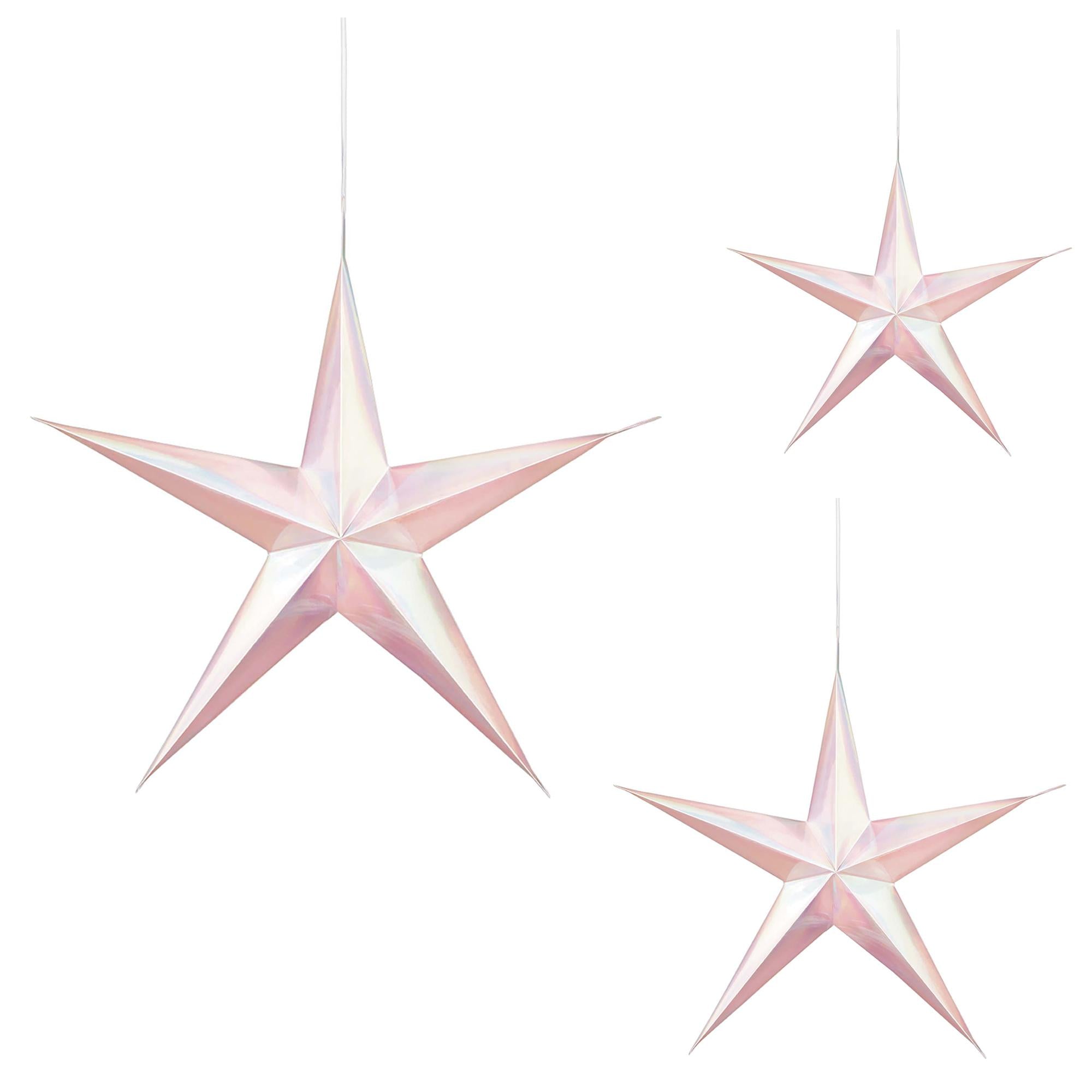 White Hanging 3D Stars 3pcs Decorations - Party Centre