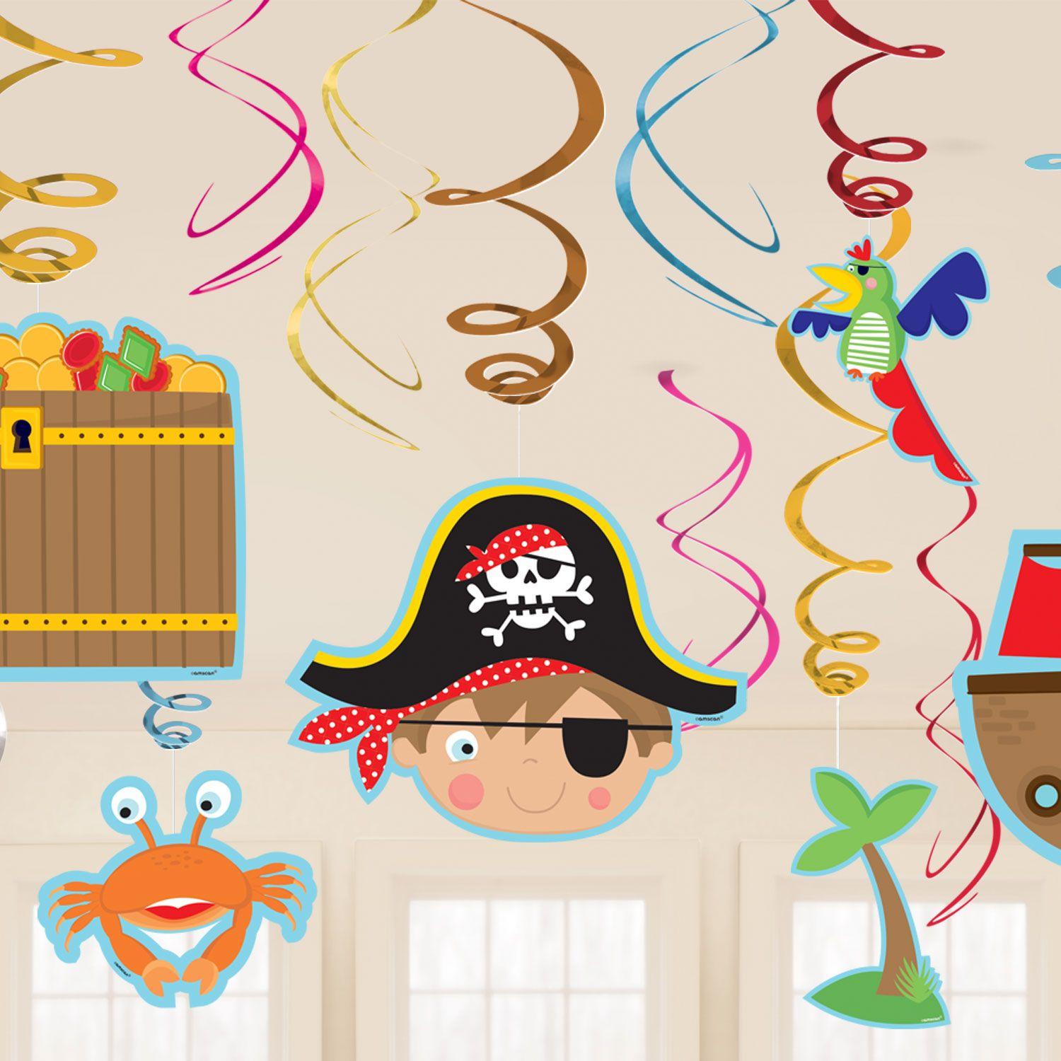 Little Pirate Swirl Decorations 12pcs Decorations - Party Centre