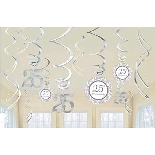 25th Anniversary Swirl Decoration Value Pack 12pcs