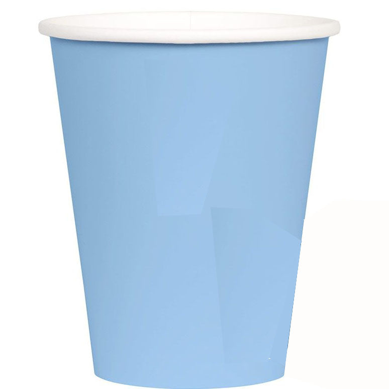 Pastel Blue Party Paper Cups 9oz 20pcs Solid Tableware - Party Centre