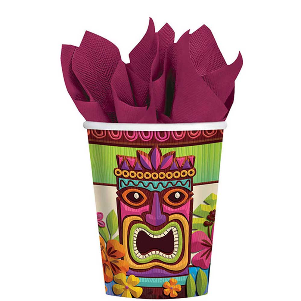 Tropical Tiki Cup Big Party Pack  9oz, 50pcs Printed Tableware - Party Centre