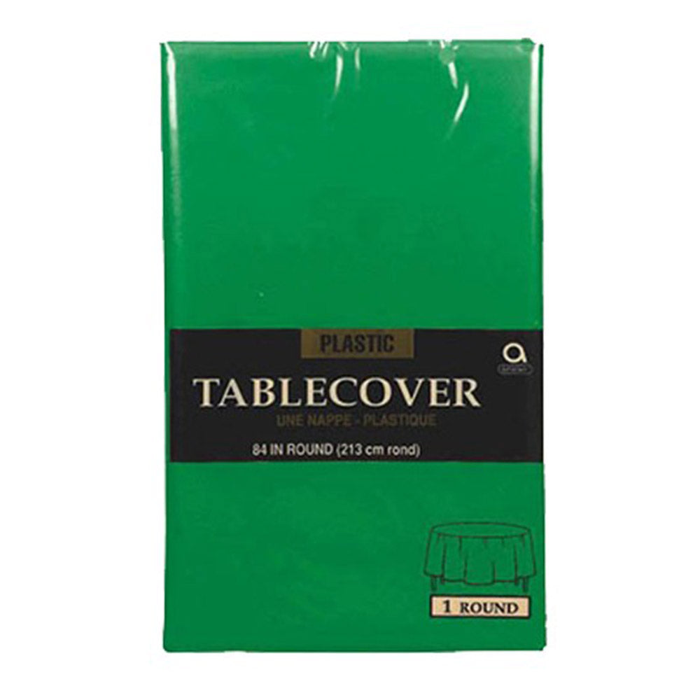 Green Round Plastic Table Cover Solid Tableware - Party Centre