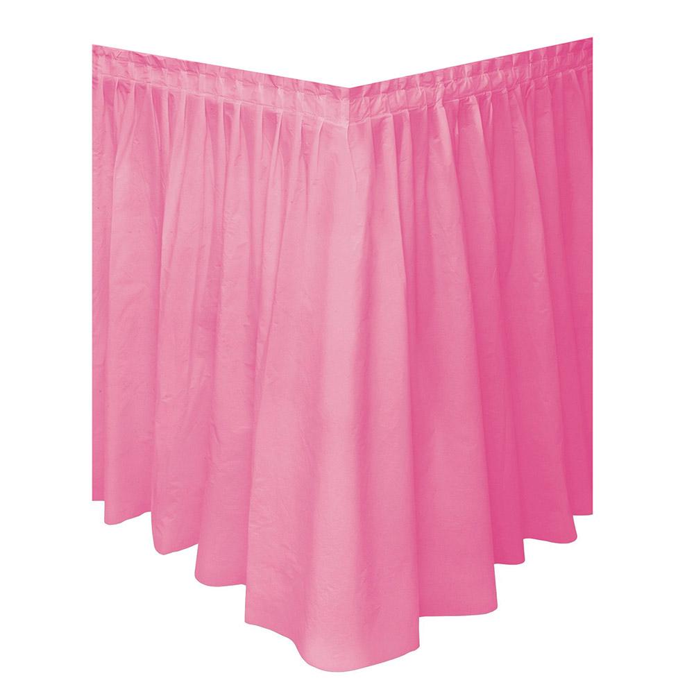 Bright Pink Plastic Table Skirt 14in x 29in Solid Tableware - Party Centre