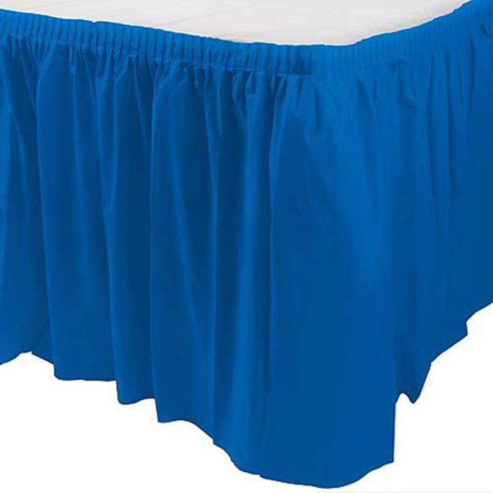 Bright Royal Blue Plastic Table Skirt 14ft x 29in Solid Tableware - Party Centre