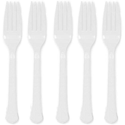 Frosty White Heavy Weight Plastic Forks 20pcs Solid Tableware - Party Centre
