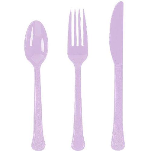 Lavender Heavy Weight Assorted Cutlery 24pcs Solid Tableware - Party Centre
