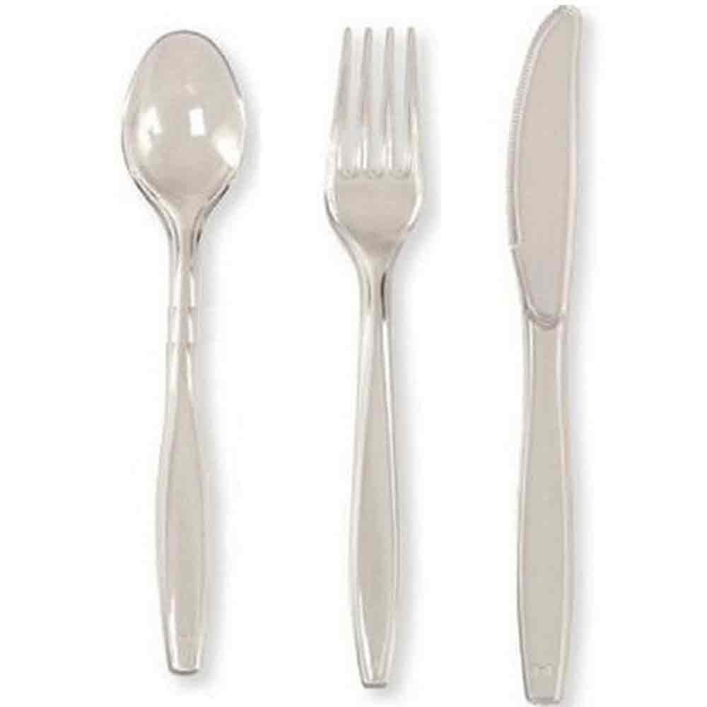 Clear Cutlery Heavy Weight Assorted 24pcs