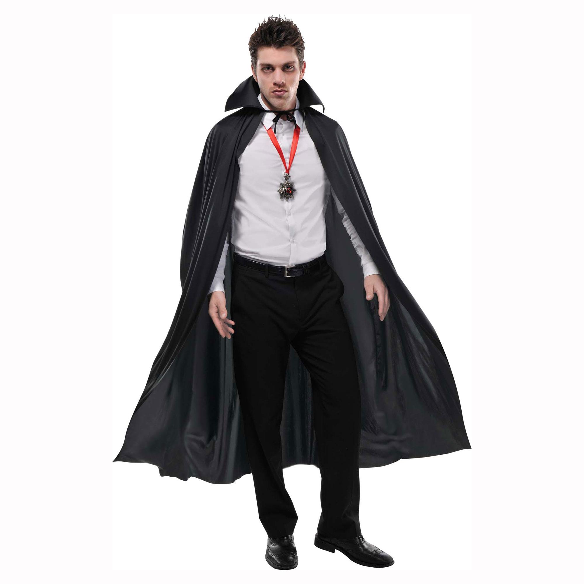 Adult Full Length Black Cape-One Size Costumes & Apparel - Party Centre