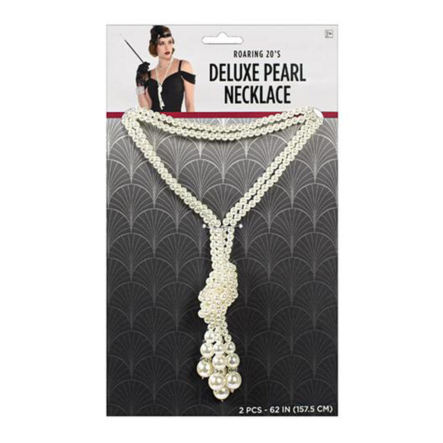 Adult 1920s Deluxe Pearl Necklace 62in Costumes & Apparel - Party Centre