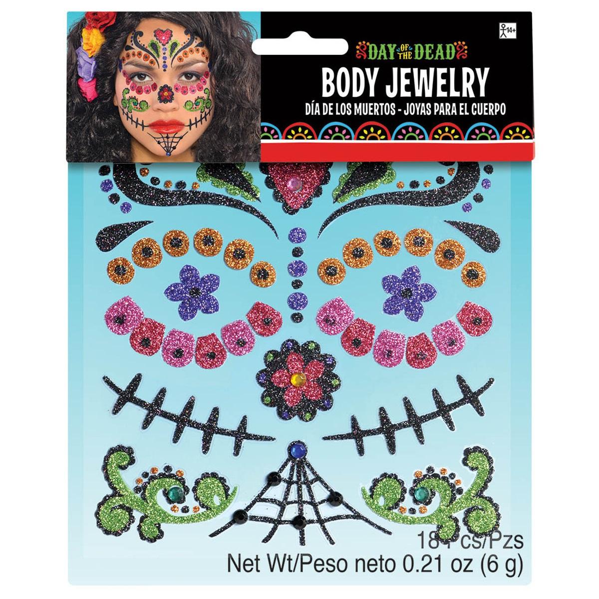 Pack Day Of The Dead Body Jewelry Costumes & Apparel - Party Centre
