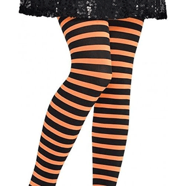 Child Orange and Black Striped Tights