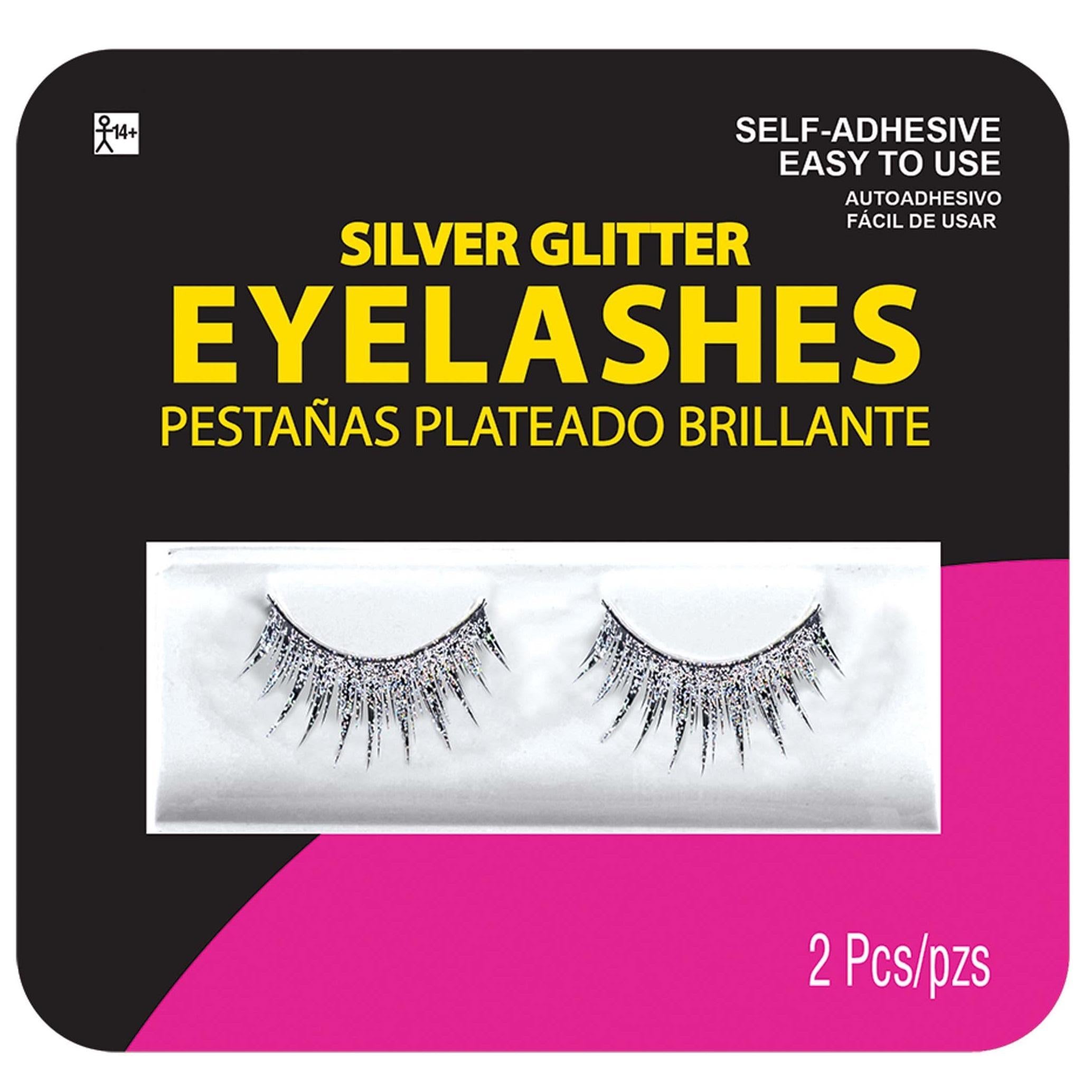 Adult Silver Glitter Eyelashes Costumes & Apparel - Party Centre