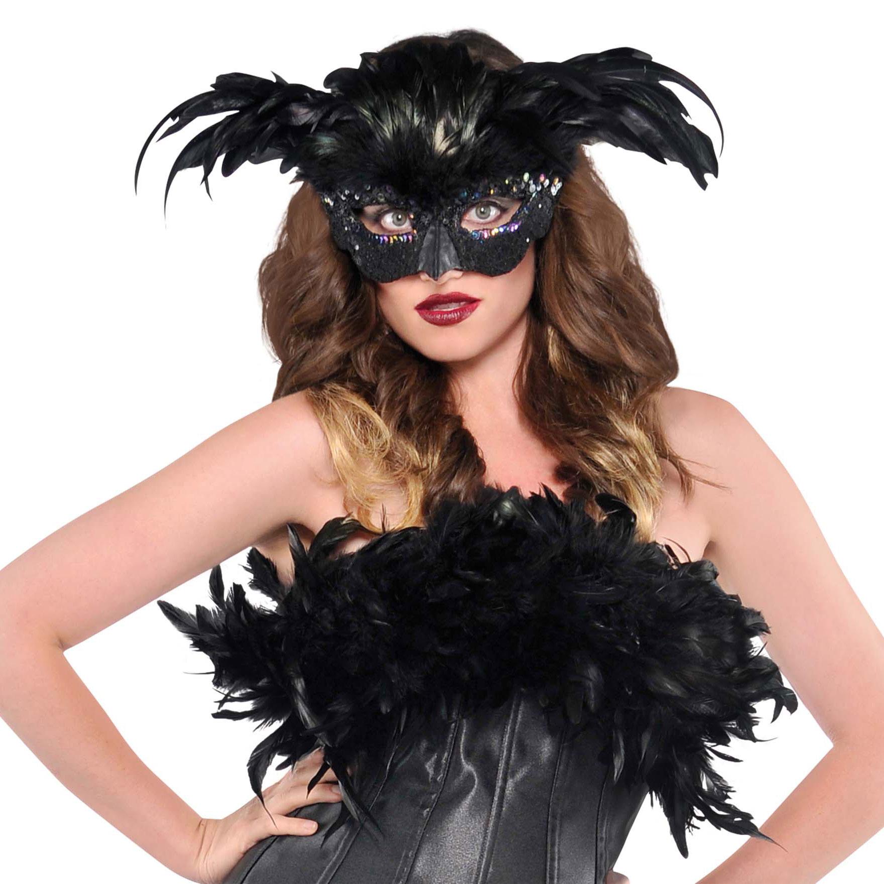 Raven Fantasy Feather Mask Costumes & Apparel - Party Centre