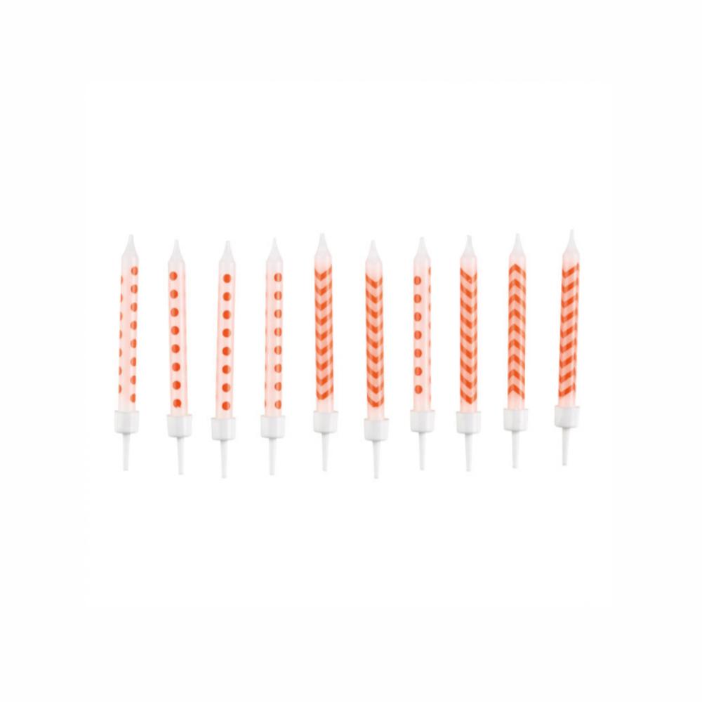 Dots & Chevron Orange Peel Candles 2.5in, 10pcs Party Accessories - Party Centre