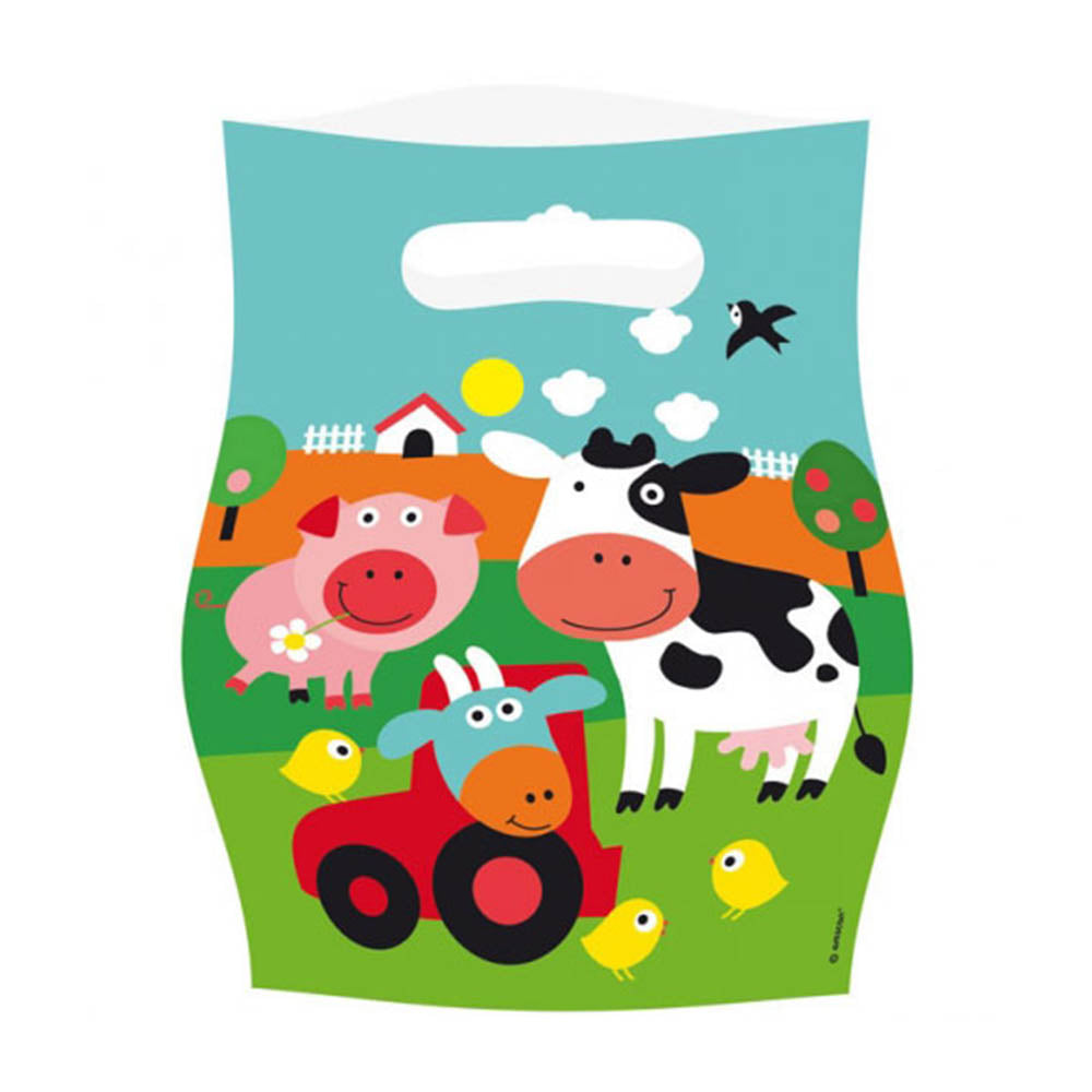 Farm Fun Plastic Loot Bags 8pcs Favours - Party Centre
