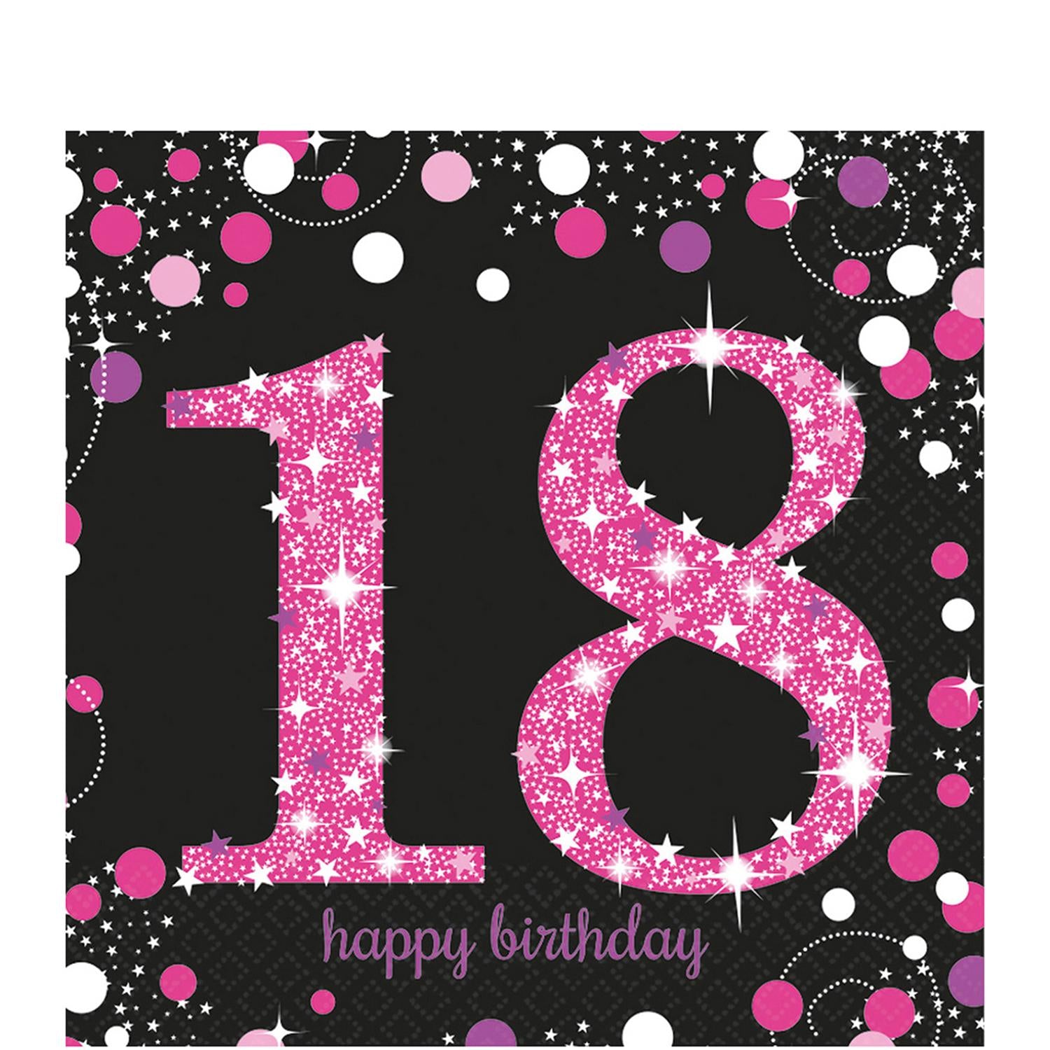 18 Pink Sparkling Celebration Lunch Tissues 16pcs
