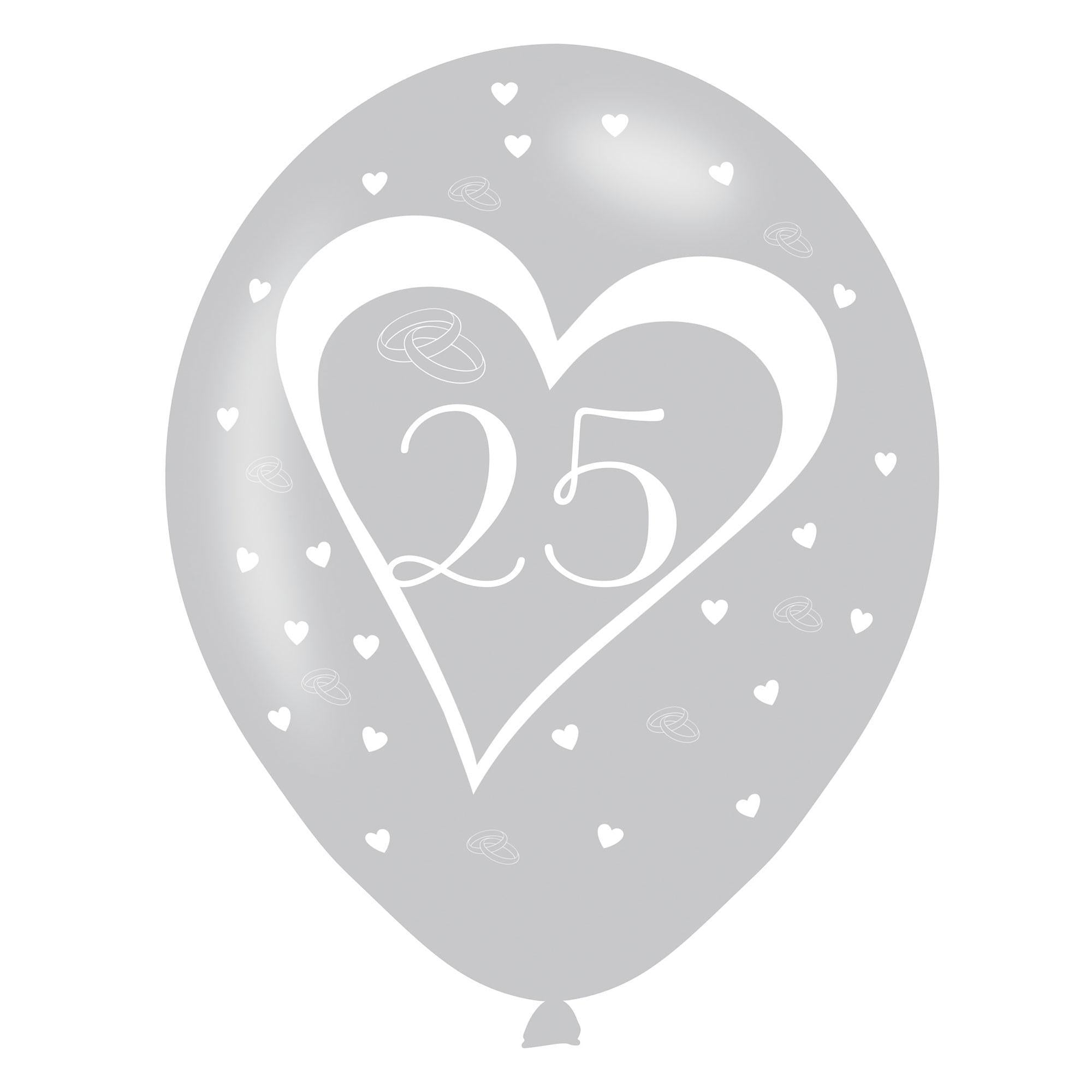 Silver Anniversary Latex Balloons 6pcs Balloons & Streamers - Party Centre
