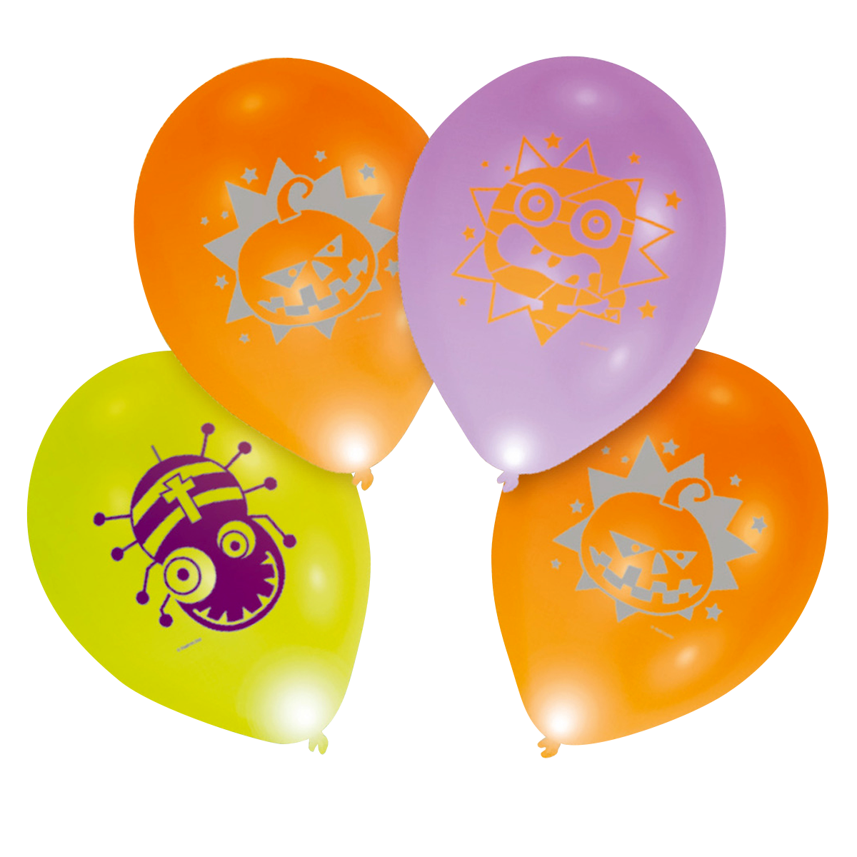 Halloween LED Latex Balloons 4pcs Balloons & Streamers - Party Centre