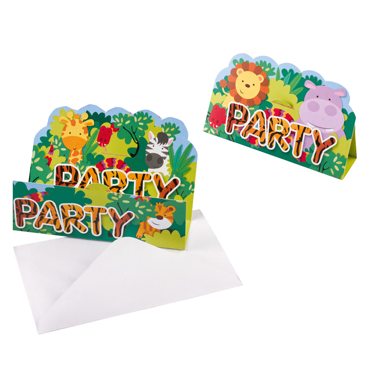 Jungle Animals Invitation Cards 8pcs Party Accessories - Party Centre